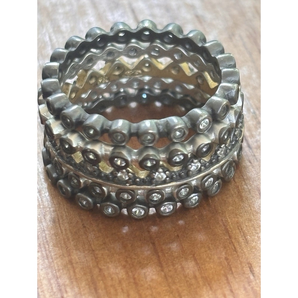 Freida Rothman Five Sterling Silver Stacking Rings Sizes 6-7